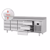Koelwerkbank PREMIUM PLUS - 2452x700mm - met 12 lades - opstand