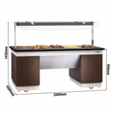 Heated Bain Marie Counter DUBLIN - 2000mm - with Bain Marie Well + Flat Glass Sneeze Guard - on Castors - for 5x GN 1/1