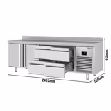 Koelwerkbank PREMIUM PLUS - 2452x700mm - met 2 deuren - met 4 lades - opstand