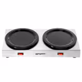 Mesa de buffet quente PROFISSIONAL com placa vitrocerâmica em aço inoxidável - 354mm - 120W - para 2 cafeteiras ou bules de chá cada Ø174mm