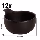 (12 ks) Miska Universe - Porcelán - 240 ml - kulatá - Ø 100 mm - s uchem - stohovatelná - vhodná do myčky - vhodná do mikrovlnky - černá