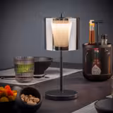 Stolní LED lampa - ANTON - nabíjecí - IP54 - stmívatelná ve 3 krocích - Ø 120 mm - černá