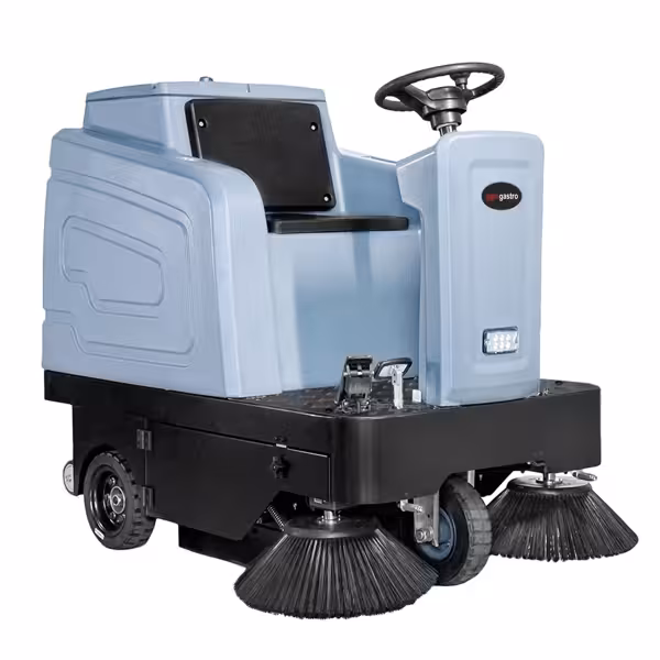 Commercial Ride-On Floor Sweeper – 7,500 m²/h - 450 mm main brush - dual side brushes - HEPA filter - water spray
