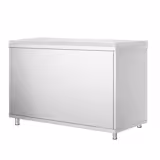 Armoire de travail en inox PREMIUM – 1200 × 600 mm – avec porte coulissante – incl. planche à découper blanche