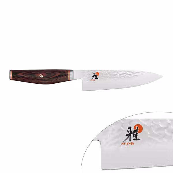 MIYABI | 6000 MCT Gyuto Chef's Knife 160 mm – Plain Edge - Pakka Wood Handle - Made in Japan