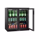 Commercial Back Bar Cooler 2 Lockable Glass Swing Doors 220 L PREMIUM – Black - 900 mm - UK Plug G - +2 to +8 °C