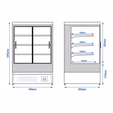 Vitrina mural refrigerada - 900x800x1395mm - 287L - con 2 puertas correderas de doble acristalamiento y 3 estantes - Negro