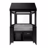Grill na węgiel drzewny TORONTO - 1100 mm - drewniany panel przedni - blat roboczy kuchenny  z czarnego granitu - szyba żaroodporna	