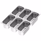 (6 pezzi) Contenitori in acciaio inox GN 1/3 - perforati - altezza: 150 mm