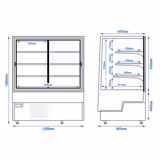 Kühl- & Kuchenvitrine - 1200mm - Doppelverglasung - mit 3 Ablagen