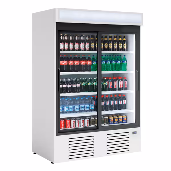 Getränkekühlschrank - 1300 Liter - mit 2 Glasschiebetüren & Werbedisplay