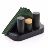 (12 pcs) Ménagère 4 pièces - huile, vinaigre, sel, poivre - Support en acier inoxydable - Acier inoxydable - Hauteur:200mm - Noir