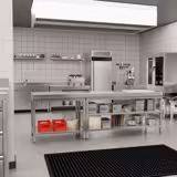 Stół roboczy centralny ze stali nierdzewnej PREMIUM - 1800x700mm - z dwiema półkami & wzmocniony