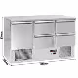 Koelwerkbank ECO - 1368x700mm - 368 liter - kleur zwart - met 1 deur - met 4 lades
