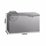 Vrieskist - 1504x700mm - 388 liter - RVS deksel - incl. scheidingswand