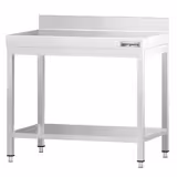 Mesa de trabajo de acero inox.  PREMIUM 0,7 m - con zócalo y estante inferior