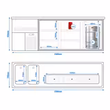 Bira tezgahı PREMIUM PLUS - 2500x700mm - 1 Cam Kapı & 6 Çekmece