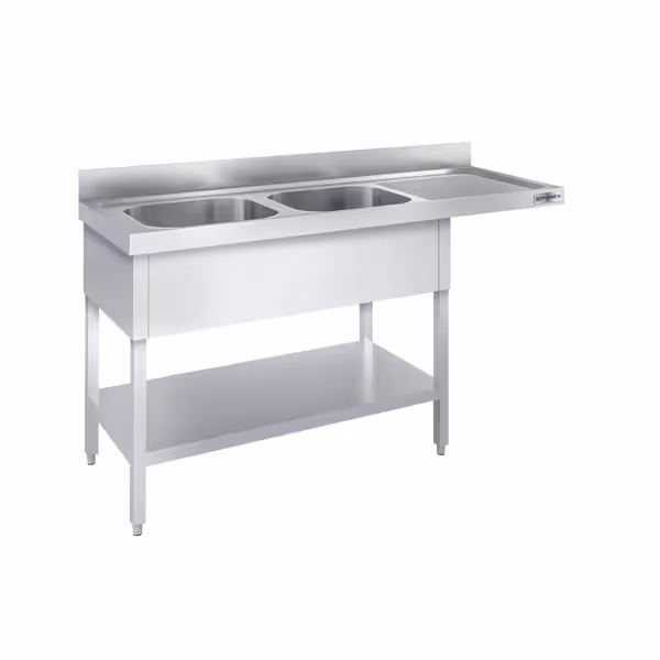 Fregadero con espacio para lavavajillas de acero Inox. - 1,6 m - 2 fregaderos a la izquierda A 40 x P 40 x A 25 cm