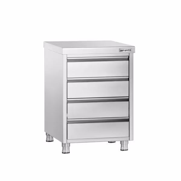 Armario de trabajo PREMIUM - acero inoxidable - con 4 cajones - 500x700mm