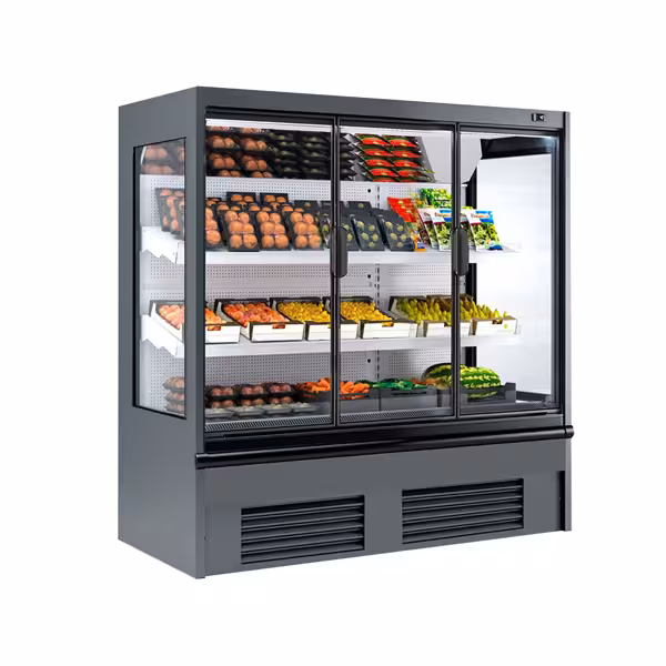 Murale Refrigerato Professionale - 1955mm - 555l - +4°/+6°C - con 1 porta a battente in vetrocamera & 2 ripiani - Antracite (RAL7016)