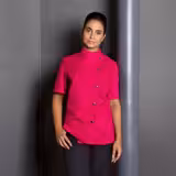KARLOWSKY | Ladies Chef Jacket Greta – Pink - Size 48 - Short Sleeve - Press-Stud Fastening