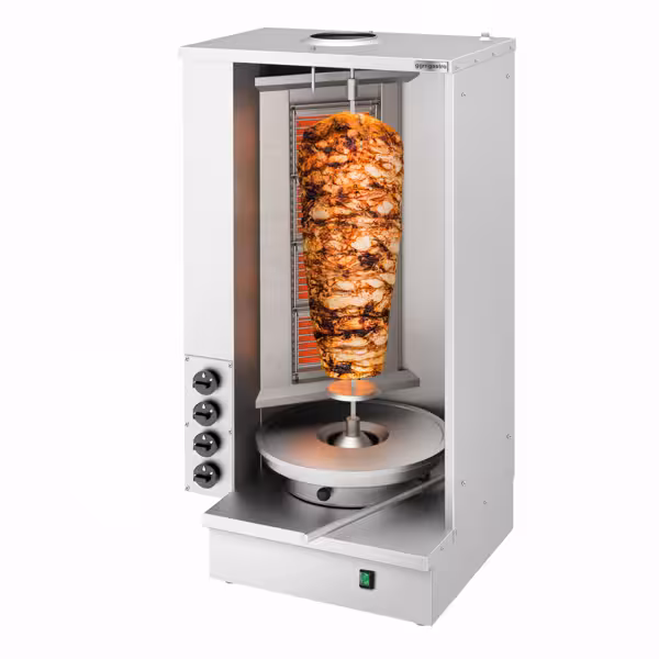 Shoarmagrill - max. 60kg - 4 branders - motor onder - 10.3kW - Gas