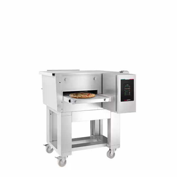 Doorloop pizzaoven - 1030x1300x1070mm - 1 kamer - tot 350°C - Touch - Bandbreedte: 400mm - incl. onderstel & wielen