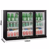 ثلاجة للبار - 1350 mm - 320 Liter - مع 3 أبواب زجاجية مفصلية - أسود - مخصص للمملكة المتحدة