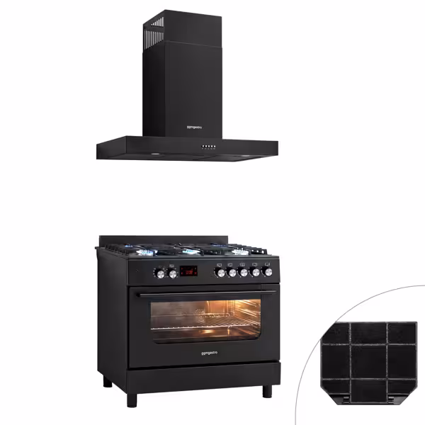 Commercial Gas Cooker – 5 Burners (13.45 kW) – 900 mm – with Electric Oven (3.23 kW)