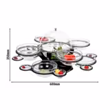 Présentoir buffet - rotatif - Support en métal - Noir - rond - incl. 17 Bols en verre