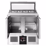 Saladette réfrigérée PREMIUM - 900mm - 159L - 2 portes - avec découpe pour 4x GN 1/3 & Couvercle verre