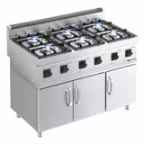 Gasherd - 36 kW - 6 Brenner - inkl. Unterbau mit 3 Türen