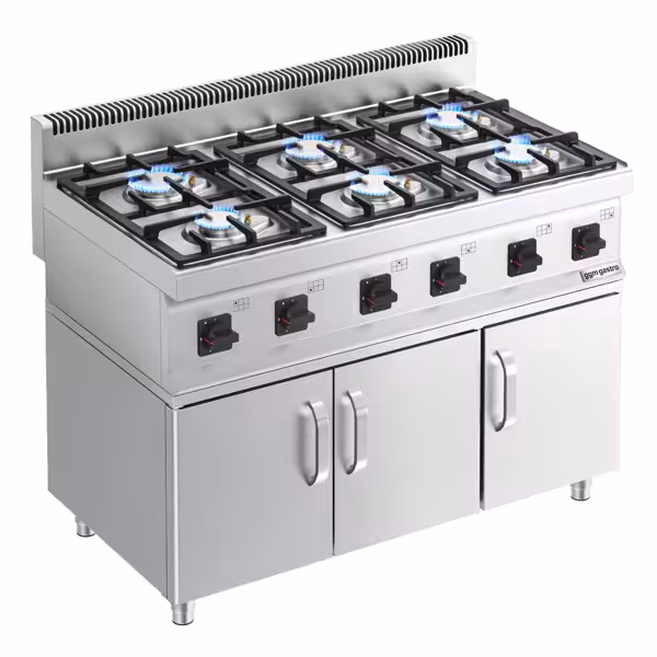 Gasfornuis - MARIO 700 - 1200x700mm - 36,0 kW - 6-pits - incl. onderkast met 3 deuren