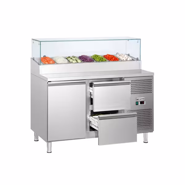 Saladette ECO - 1360x700mm - 1 deur + 2 lades - voor 7x GN 1/3
