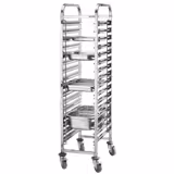 Tray Trolley ECO – 16 Tier - GN 1/1 - AISI 304 Stainless Steel - Braked Castors