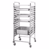 Stainless Steel Gastronorm Racking Trolley - 16-Level - for 16 x GN 1/1 Trays - with low-noise braked castors