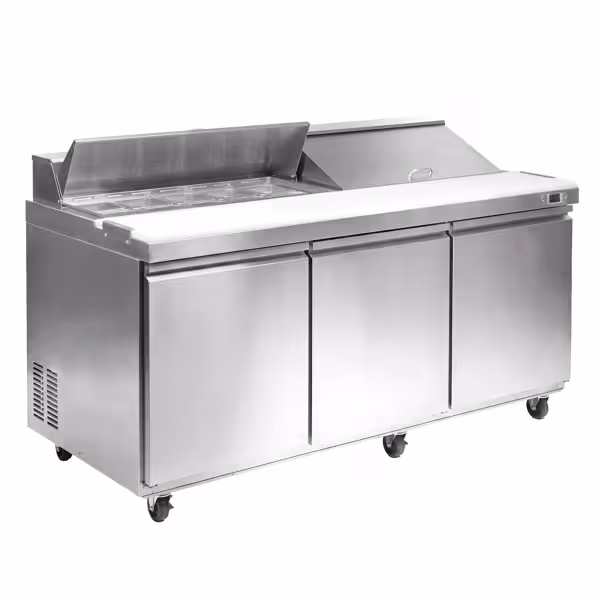 Saladette American Style PREMIUM - 1830mm - 1940 liter - 3 deuren - met RVS deksel voor 18x GN 1/6 - incl. 18x GN-bak 1/6