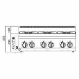Cucina a gas professionale - LORENZO 600 - 900x600x410mm - 28,5 kW - 6 fuochi - da banco