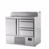 Table réfrigérée de préparation Mini - 978 x 700 mm - avec 1 porte et 2 tiroirs - avec superstructure en inox 5 x GN 1/4