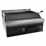 Gas lavasteengrill - 14kW - 0,8x0,7m - Kantelbaar grillrooster - Tafelmodel - 700mm diep - Zwart