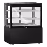 Vitrina para bolos MADRID - 1000mm - com iluminação LED, cortina e 2 prateleiras - Preto mate