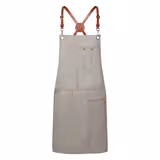 (6 pieces) KARLOWSKY | Urban Cross-Back Bib Apron – stone grey - leather straps - 68×80 cm