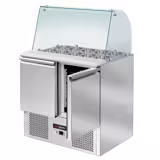 Commercial Saladette Counter ECO - 900mm - 240L - 2 doors - with glass canopy for 2 x GN 1/1 & 3 x GN 1/6