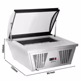 Vetrina gelato da banco - 867mm - Refrigerazione statica - con Illuminazione LED - per 4x Vasca da gelato da 5 Litri - Vetro curvo - Apertura coperchio lato lato operatore