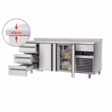 Balcão refrigerado PREMIUM - 1865x700mm - com 2 portas - 3 gavetas - com Rebordo