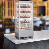 Vitrine panoramique de table - 98 litres - 420mm - avec 4 étagères - Argenté