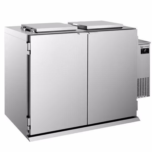 Commercial food waste cooler - 2 x 120 litres - Refrigeration unit on the right