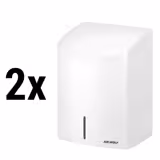 (2 pezzi) AIR-WOLF | Asciugamani elettrico con sensore a infrarossi - Acciaio inox bianco
