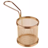 (6 st) Minikorg SNACKHOLDER - rostfritt stål - rektangulär - med 1 handtag - 80x80x75 mm - koppar