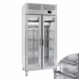 Armadio frigorifero in acciaio inox PREMIUM PLUS - GN 1/1 - 745L - +6°C - con 2 porte in vetro - ventilato; LED; HACCP/EVCO